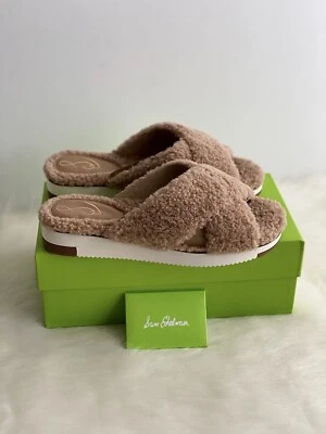 ✨New SAM EDELMAN Alice Faux Fur Slide Sandals Camel Womens Size 10M $120 NIB - Image 1 of 4