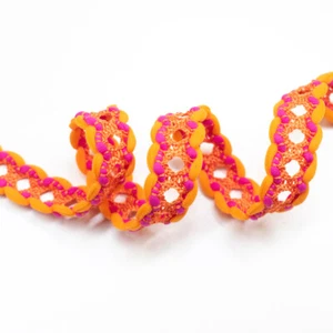 Cordón decorativo elástico 14 mm naranja / rosa - precio válido para 0,5 metros - Imagen 1 de 2