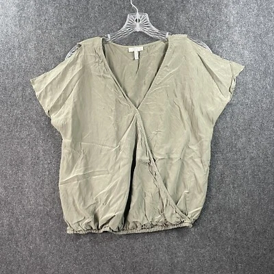 Joie Blouse Women's Extra Small Olive Green Wrap 100% Silk Dolman Sleeve - Image 1 of 4