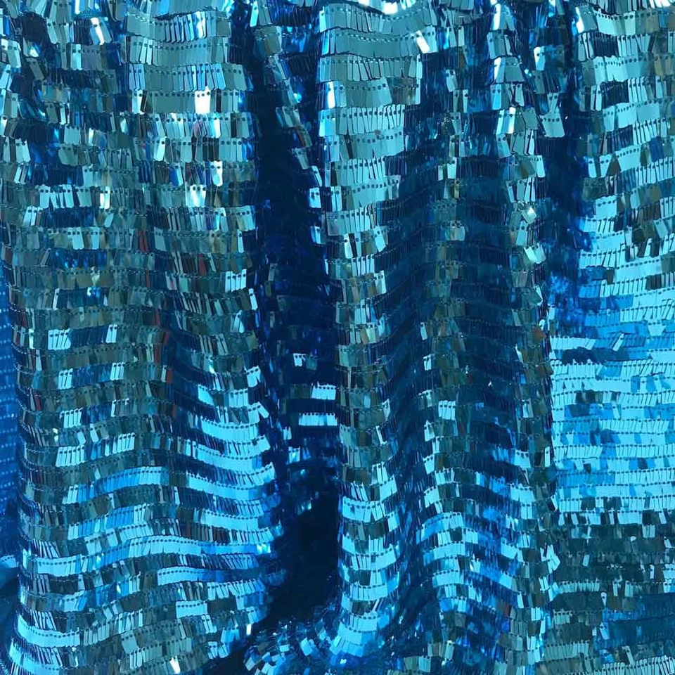 Rectangle Piano Sequins on Stretch Nylon Mesh 63/64" Fabric Sold BTY - Image 1 of 1