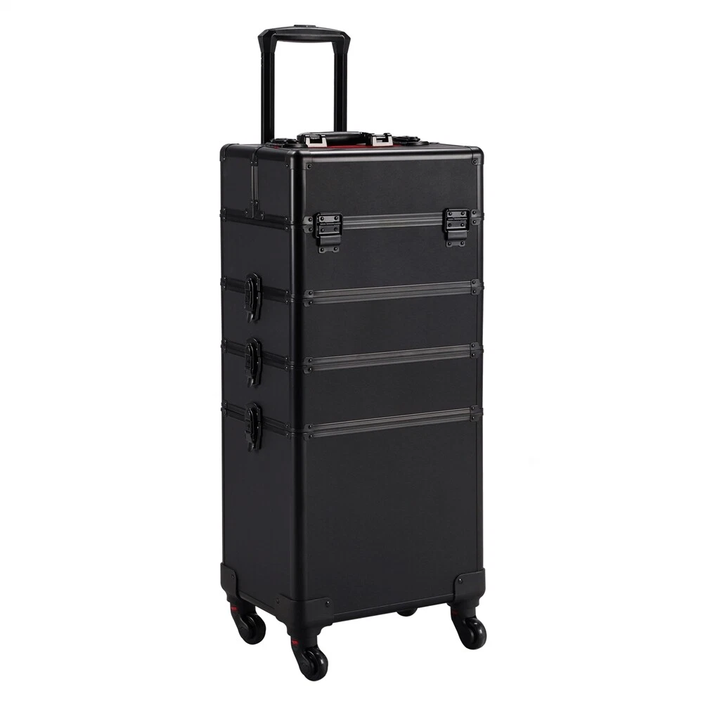 Friseurkoffer Trolley 4-stöckig – 39x25,5x82 Cm, Alu-Rahmen, Mit 2 Schlössern | Mobiler Kosmetikwagen Für Salon & Unterwegs