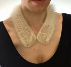 Soft & Elegant Vintage Fur Crocheted Necklace Collar With Faux Pearl Details