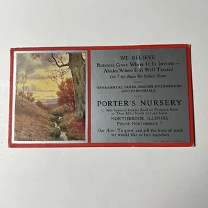 NORTHBROOK ILLINOIS Porters Nursery PLANTS TREES SHRUBS Vintage Ink Blotter - Picture 1 of 9