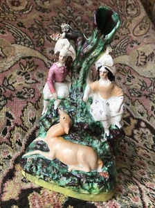 Antique English Staffordshire Pottery Figurine-Faun In Forest -Circa 1820-28cm - Picture 1 of 24