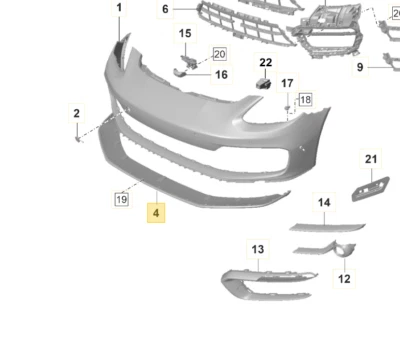 Nuevo alerón de parachoques inferior delantero negro mate genuino Porsche Panamera 21> Foto 1 de 4
