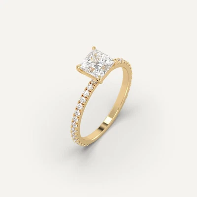 1.2 carat Princess Cut Engagement Ring | 100% Natural Diamond in 14k Yellow Gold - Image 1 of 4