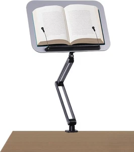 Desk Clamp Book Stand, Aluminum 13.4 x 9.25 x 1.77 inches, Black+silver  - Picture 1 of 7