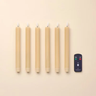 6pk Velas Cónicas LED Acanaladas Sin Llama Miel - Hogar y Mano con Foto 1 de 3