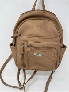 MultiSac Backpack Shoulder Bag Purse Travel Multi Sac Faux Leather Tan - Picture 1 of 12