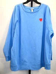 Sudadera Azul Con Corazón Rojo Talla 2X (20/22) Pullover Algodón y Poliéster Nueva Con Etiquetas - Imagen 1 de 4