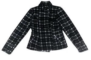 Neu mit Etikett Jou Jou Damengröße S schwarz weiß karierte zweireihige Peacoat-Jacke. - Bild 1 von 13