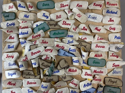 #12 WHOLESALE Vtg Lot 100 1970s Embroidered Cloth Name Uniform Patches - Image 1 of 4