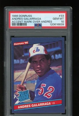 1986 Donruss #33 Andres Galarraga With Accent Mark   PSA 10 - Image 1 of 2