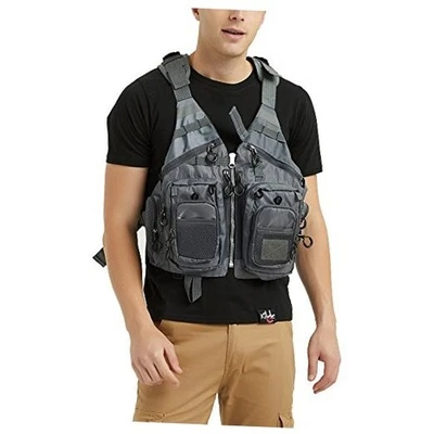  Chaleco de Pesca con Mosca para Hombre y Mujer con Malla Transpirable, Trucha Talla Única Gris Foto 1 de 4