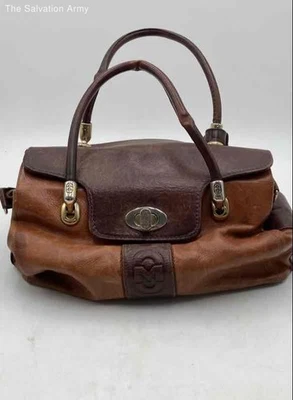 Bolsa satchel Marino Orlandi feminina couro marrom alça dupla bolsos internos - Imagem 1 de 4