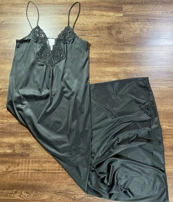 Vintage Adonna Maxi Nightgown Women’s S Black Nylon Slip Dress Lingerie - Изображение 1 из 4