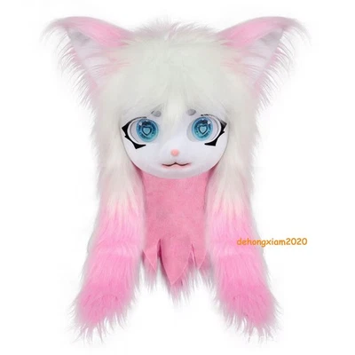 Furry Beast Head finished product Wearable headgear Cute Lolita Cat Head Ear 1PC - Image 1 of 4