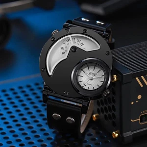 Luxus Herren Uhr Großes Zifferblatt Sportuhr Lederband Analog Quarz Armbanduhr - Bild 1 von 2