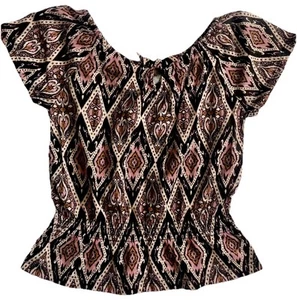 Girl’s Shirt Size 7/8  NWT The Children’s Place Ikat Summer Preppy Style Brown - Picture 1 of 2