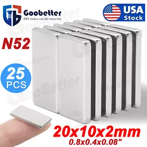 25Pcs Strong Block Fridge Magnets Rare Earth Neodymium 20x10x2mm 0.8x0.4x0.08” - Picture 1 of 10
