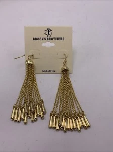 ORECCHINI GOCCIA 3” CATENA TONO ORO BROOKS BROTHERS NUOVI CON ETICHETTE P644 - Foto 1 di 3