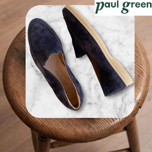 Paul Green Navy Suede Moccasin Selby Loafer Flats Modern Italian Leather 8.5 - Picture 1 of 8
