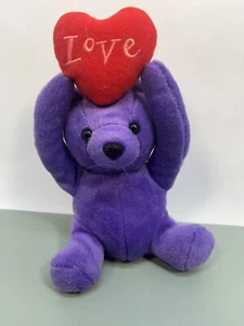 Vintage Valentinstag Bär Plüsch mit Herz lila 7 in #1 - Bild 1 von 4