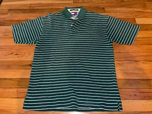 Vintage Ralph Lauren  Polo Green Striped Shirt Mens M MiicroFiber - Picture 1 of 3
