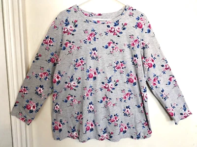 Blusa Mujer Within 1X Plus 22/24 Floral Gris Azul Rosa Camisa Manga Larga Foto 1 de 4