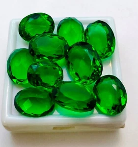 Green Emerald Lab-Created Oval Shape Cut Loose Gemstone R22 - Picture 1 of 13