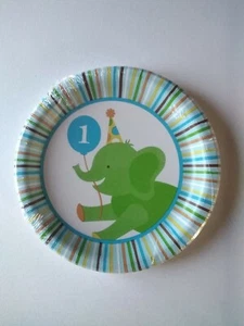 8 7" Jungle First Birthday Party Paper Plates Elephant - Picture 1 of 1