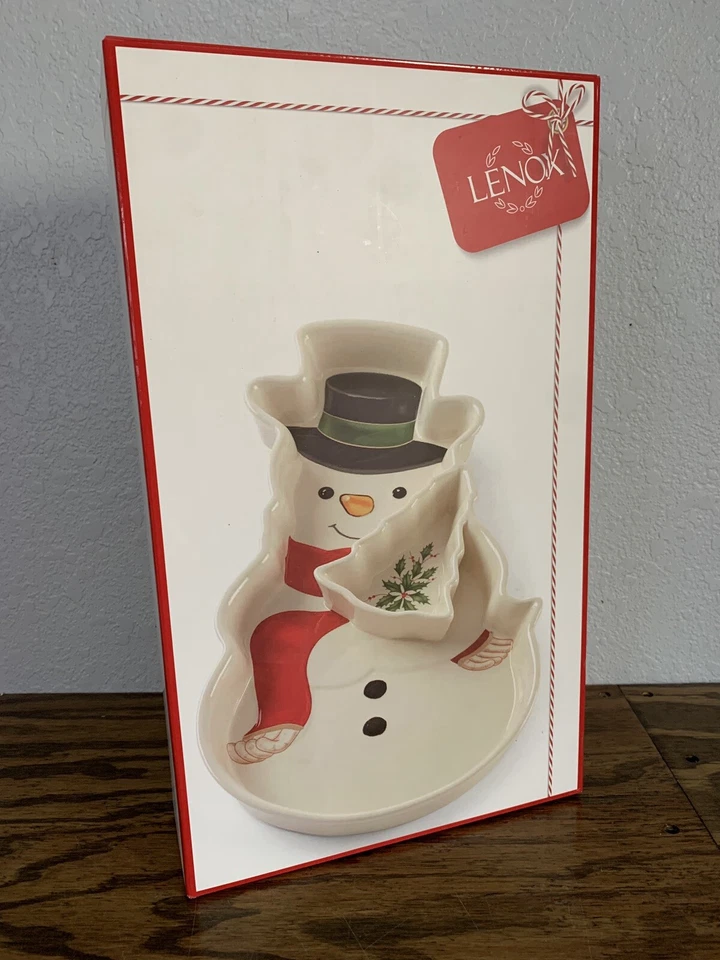 LENOX Holiday Entertaining SNOWMAN Chip & Dip Set 16.7" #886863