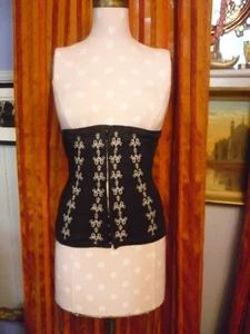 Vintage Bustier schwarz & silber bestickt Baumwolle - Top! Gr. M von Pimkie - Bild 1 von 14