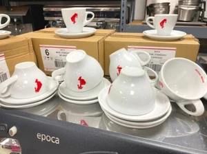 Espresso/ Julius Meinl White ME01L-3B /Porcelain 6 Cups + 6 Plates Set - Picture 1 of 20