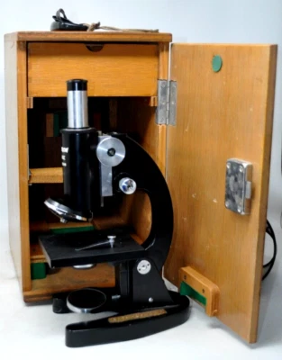 Microscopio y gabinete de estudiante Unitron Phase ADVANZADO COMO ESTÁ LEÍDO desc modelo MPB Foto 1 de 4