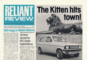 Reliant Review October 1975 Issue 73 UK Market Brochure Robin, Kitten, Scimitar - Picture 1 of 2
