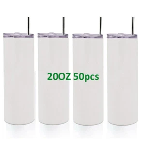 50pcs 20oz White Sublimation Blank Tumbler Stainless Steel Cup Water Bottle USA - Picture 1 of 14