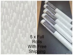 Job Lot - 5 ROLLS - Glitter Wallpaper - Textured Grey - 65630 - FREE SHIPPING - Picture 1 of 7