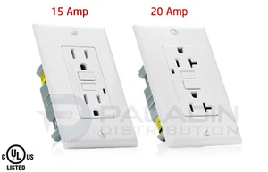 Receptáculo de salida de seguridad GFCI GFI 15A/20A con placa de pared - blanco, listado UL - Imagen 1 de 11