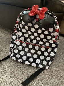 Disney Parks Minnie Mouse Rucksack Wendepailletten Farbe rot/schwarz gepunktet - Bild 1 von 12