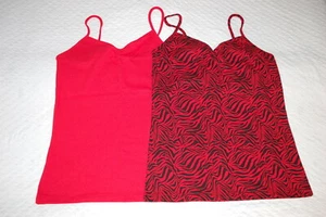 JR Womens Ribbed Cami Tank Top LOT OF 2 Size XL 15-17 Red ANIMAL PRINT Black - Picture 1 of 1