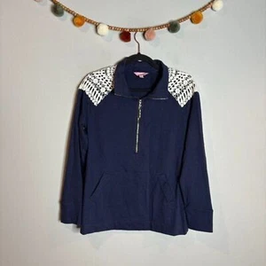 Lilly Pulitzer blu navy Skipper Popover spalla all'uncinetto - Foto 1 di 5