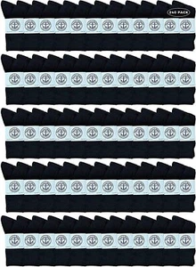 240 Units Women's Premium Cotton Crew Socks Black Size 9-11 - Womens Crew Sock - Picture 1 of 7