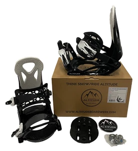 KIDS ALTITUDE "JR RIPPER" SNOWBOARD BINDINGS 4x4 BURTON 3D SIZES: 3-6 (BLACK) - Picture 1 of 12