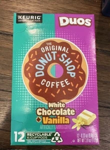 Donut Shop Duos WHITE CHOCOLATE+VANILLA Keurig K-Cup 12Pods BB 4/29/24 - Picture 1 of 2
