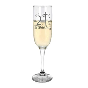 Personalised 21st Champagne Glass 21 and Fabulous Engraved 21st Birthday Glass - Picture 1 of 24