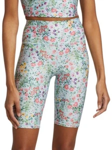 ALICE + OLIVIA Aaron High-Rise Blue Floral Biker Shorts XS NWT MSRP $165 ABFB - Picture 1 of 4
