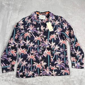 Scotch & Soda Amsterdam Blazer Coat Mens Small Blue Palm Tree Linen Blend NEW - Picture 1 of 15