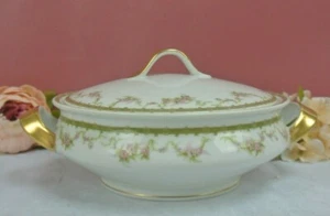 Vintage Theodore Haviland Limoges Gold Floral weiß bedeckt Gemüse runde Schale - Bild 1 von 11