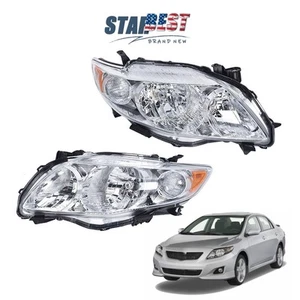 Par de faros izquierdo+derecho aptos para Toyota Corolla 2009-2010 carcasa cromada ámbar - Imagen 1 de 9